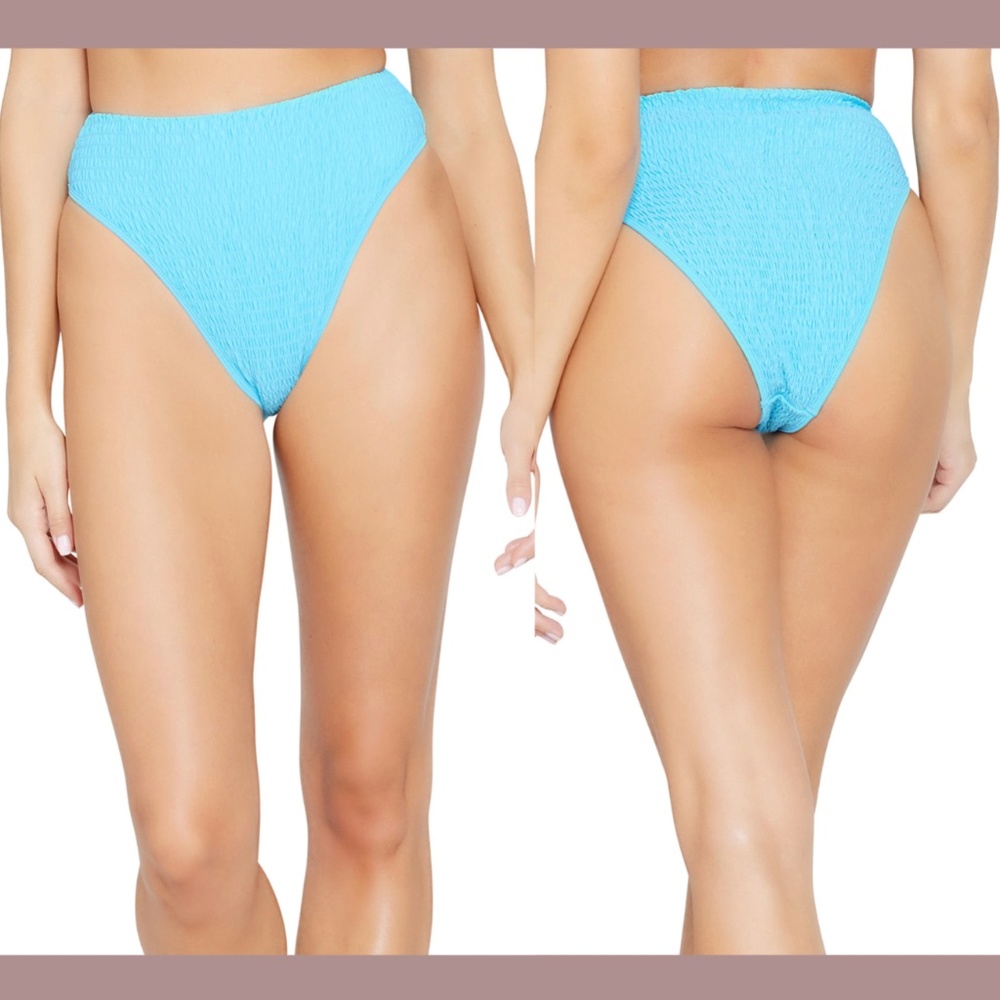 NWT L Space [ Medium ] Smocked Barlette Bitsy Bikini‎ Bottoms in AQUARIUS